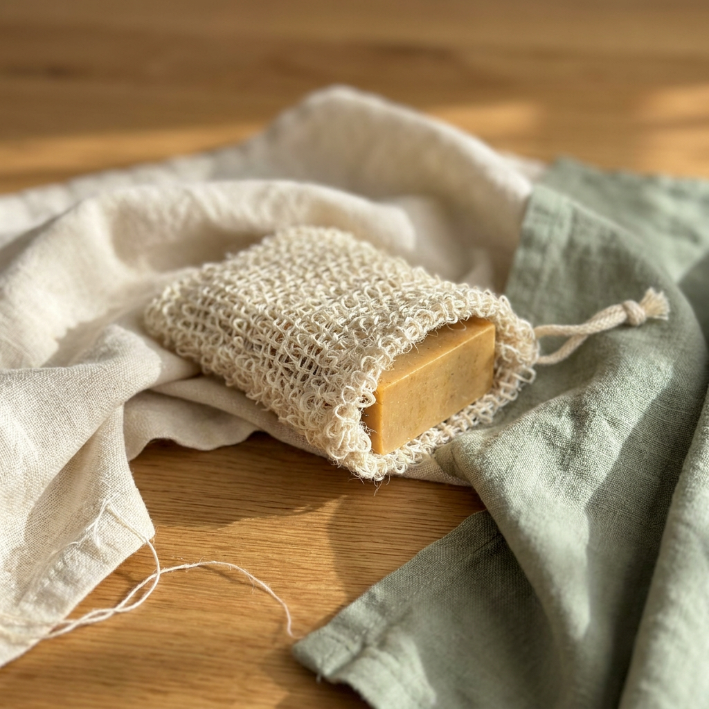 Natural Soap Saver Bag & Exfoliating Mitt